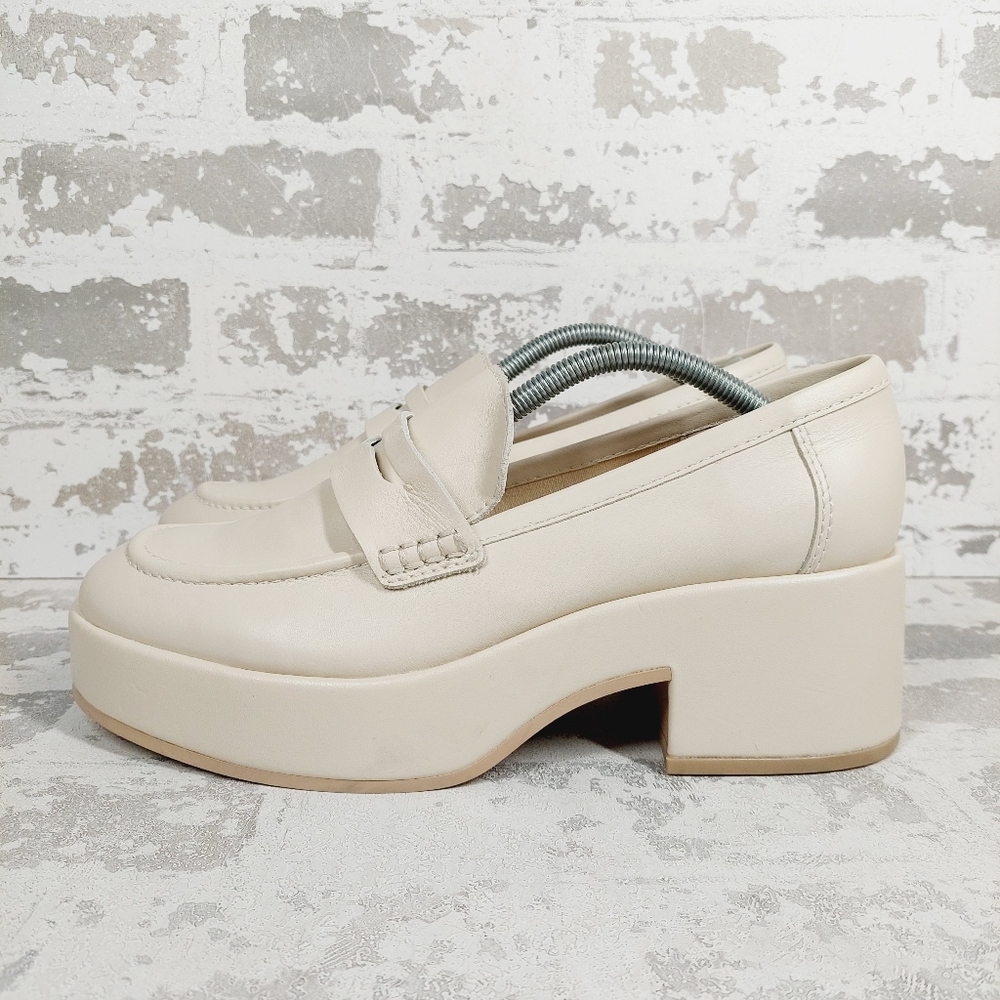 New Dolce Vita Yanni Platform Penny Ivory Leather Loafer   K119